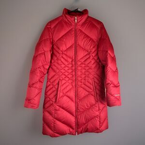Eddie Bauer Women’s Knee Length Down Blend Quilted Puffer Long Jacket Red Size M